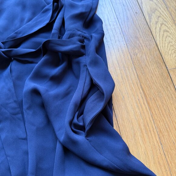 Babaton Size L Navy Blue Lexia Short Sleeve Deep V-Neck Maxi Wrap Dress - Picture 16 of 16